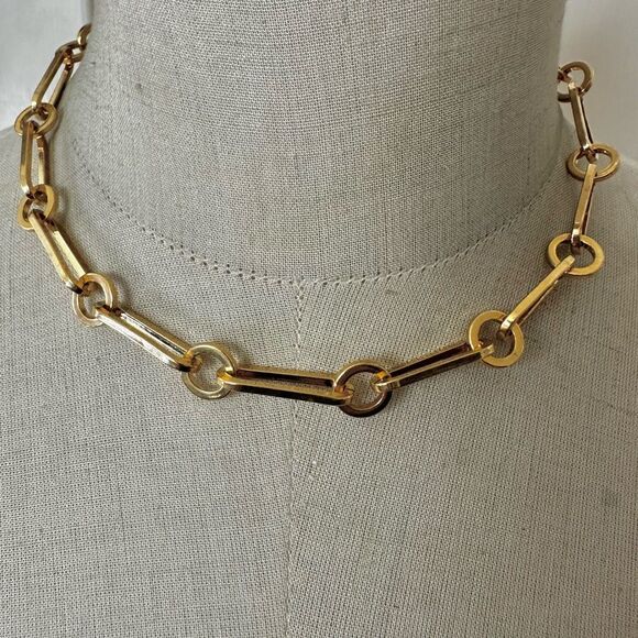 Chunky Gold-Tone Modern Link Chain Necklace - Picture 1 of 6
